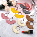Ethnic Antique Bronze Hoop Black Pink Yellow Cotton Thread Women Large Fan Shaped Bohemian Tassel Earring Jewelry