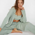 2025 New Vest Fashion Pajamas Three Sets Ice Silk Sleepwear Trousers Nightgown for Women