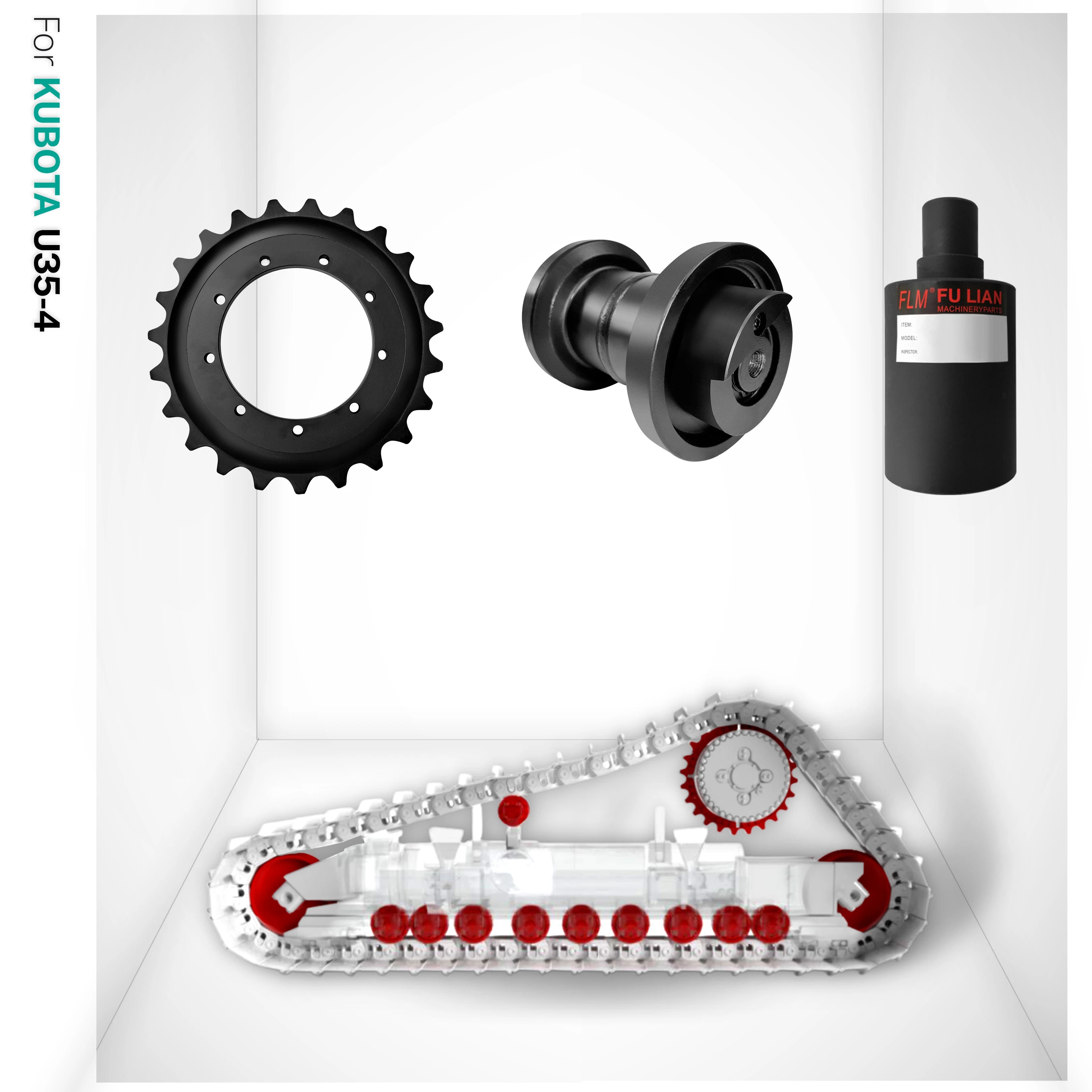 U35-4 Undercarriage Parts Track Bottom Roller Sprocket Top Carrier Roller Idler for Kubota Mini Excavator