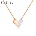 CZCITY Hot Sale Necklace Women Chain Heart Shape 925 Sterling Silver Shell Pendant Necklace