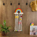 Rainbow Design Wall Hanging Hand-woven Children's Hairpin Hair Accessories Storage Belt Macrame Wall Hanging Home Decoration
