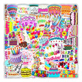 50Pcs Happy Birthday Cartoon Graffiti Stickers for Kid Gift Wall Laptop Bottle Decor Waterproof Balloon Sticker