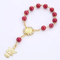 Luxurious Trendy Romantic Angel Pendant Inset Rhinestone Bracelet Religious Christian Beaded Bracelet for Women Children's Gift