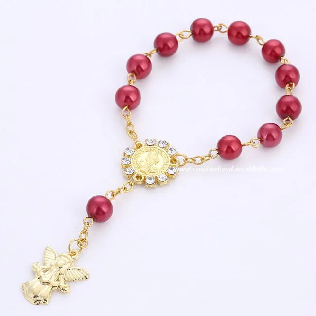 Luxurious Trendy Romantic Angel Pendant Inset Rhinestone Bracelet Religious Christian Beaded Bracelet for Women Children's Gift