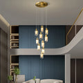 Post-Modern Simple Light Luxury Crystal Creative Designer Loft Penthouse Penthouse Rotating Long Chandelier