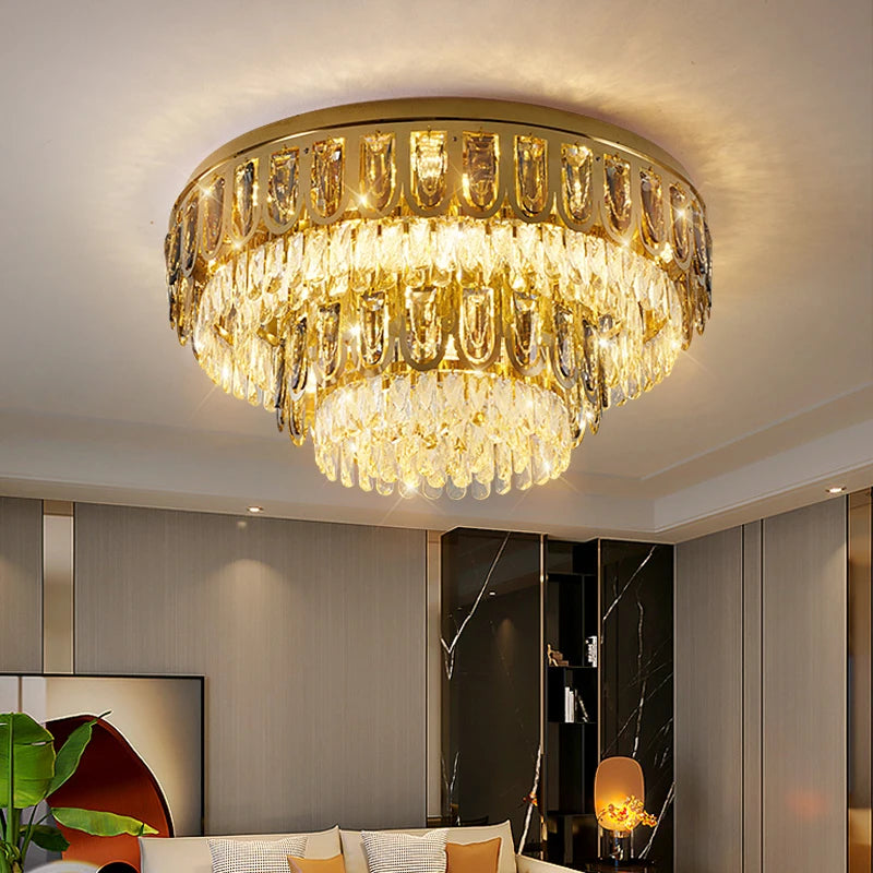 Factory Customized Modern Wedding Hotel Bedroom Lobby LED Large K9 Crystal Ceiling Chandelier Round square Ceiling Lamp