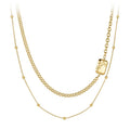 18K Gold Plated Stainless Steel Jewelry Vintage Double Layer Chain Square Pendant INS Accessories Necklaces P223293