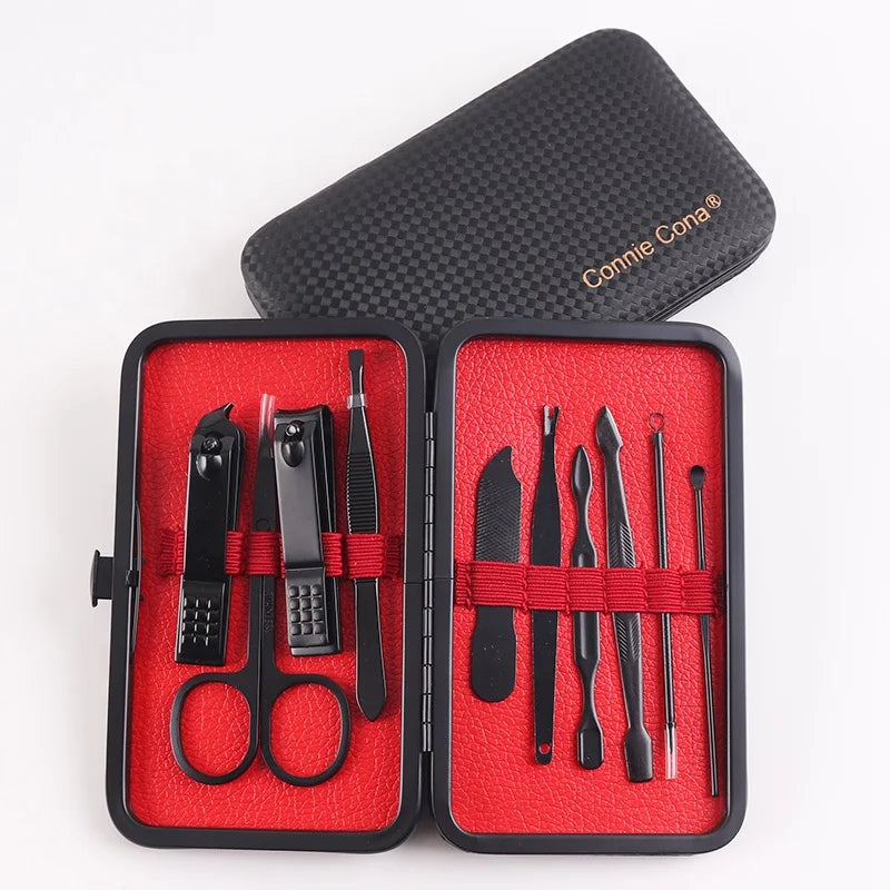 LOW MOQ Best Price Black Stainless Steel 10pcs Manicure Set