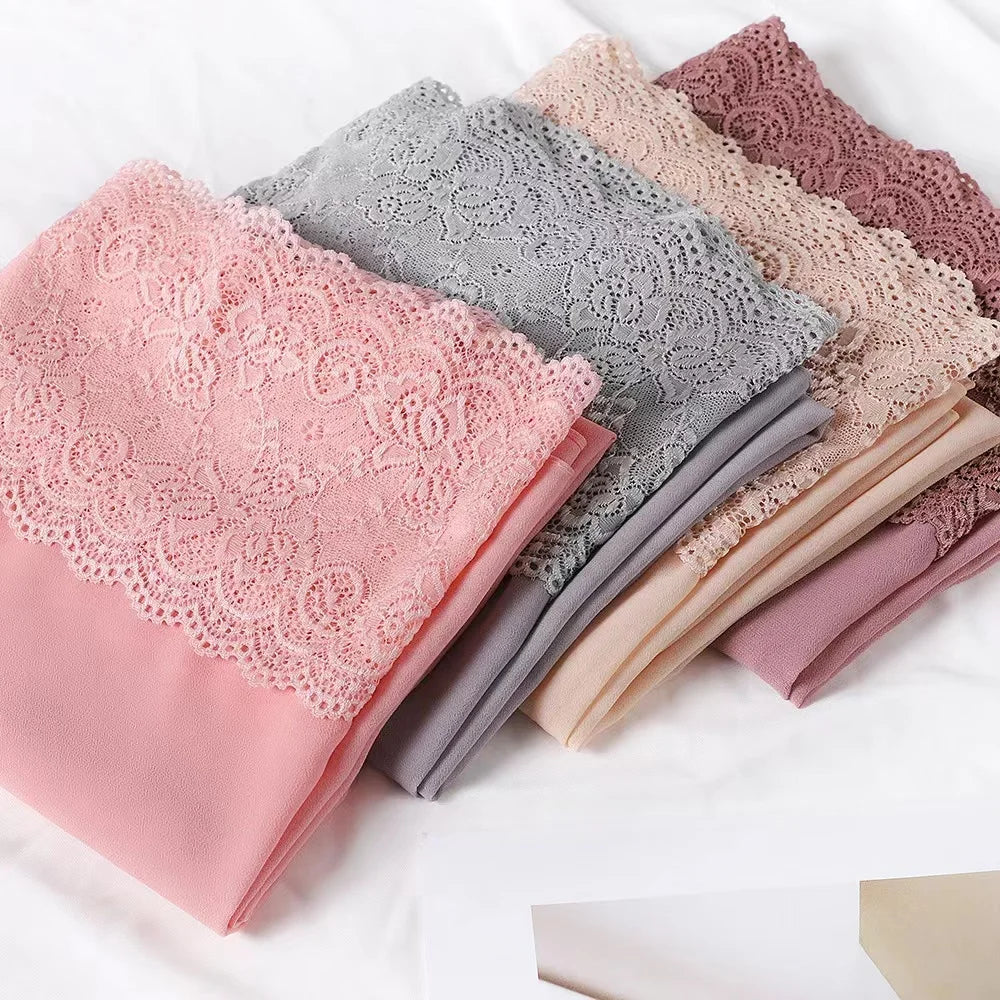 Zifeng OEM Africa Lady Indian Muslim Turban Scarves for Women Plain Lace Chiffon Hijab Scarf