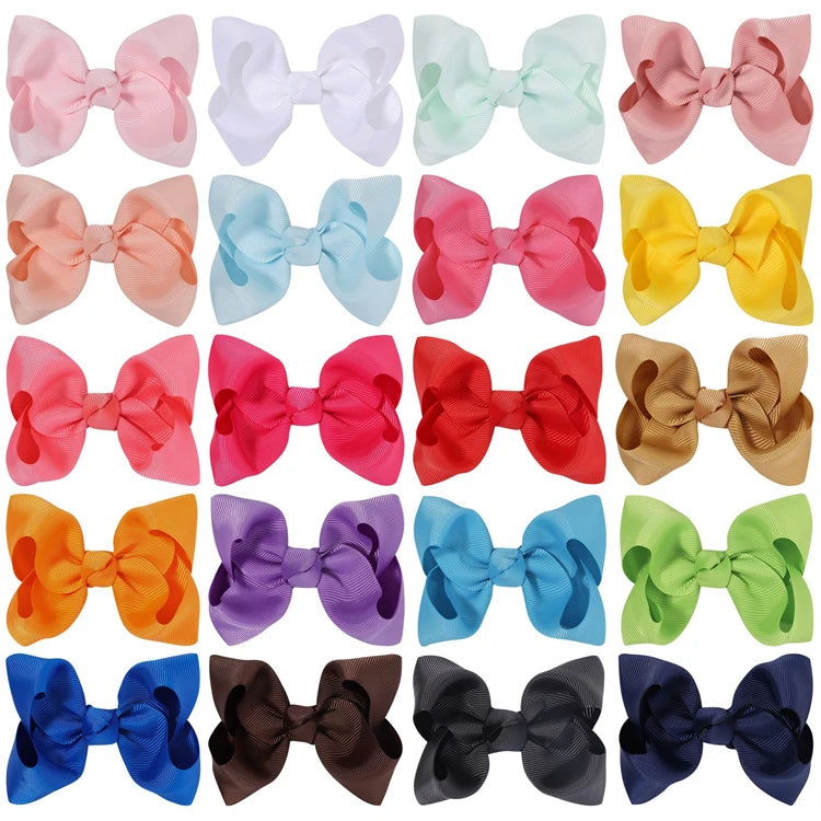 4.13 Inch Kids Hair Accessories Solid Grosgrain Hairpins with Big Colorful Bow and Clip Sweet Boutique Style Hairclips
