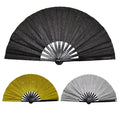 Wholesale 33cm Large Silver Glitter Hand Fan Festival Accessories Clack Rave Handheld Fan for Party and Club