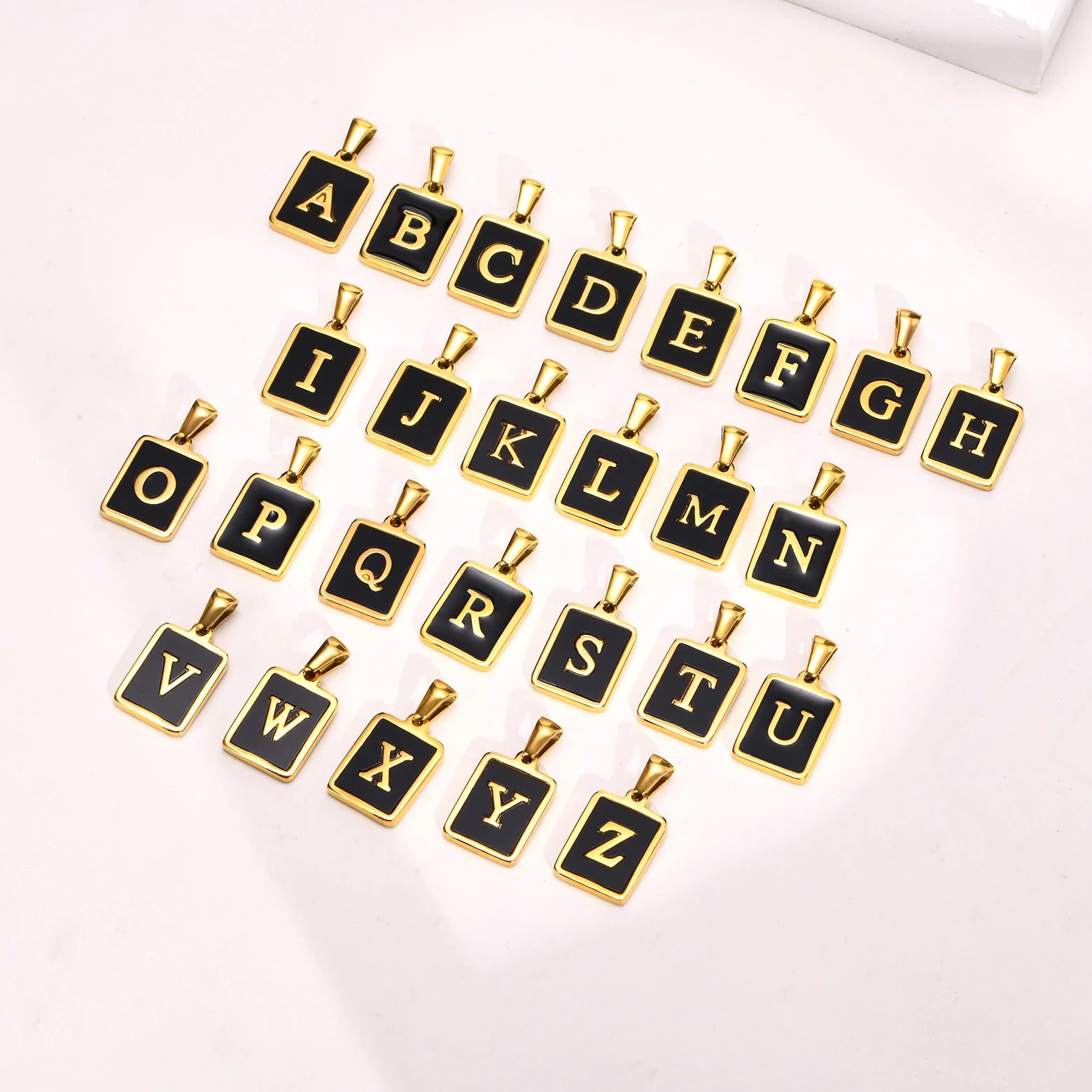 Wholesale 18K Gold Plated Stainless Steel Initial Necklace for Women Square Gold Letter Trendy Waterproofing Weddings Parties