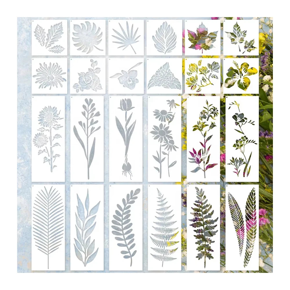 Flower and Grass Drawing Stencil DIY Spray Leaf Stencils for Home Decoration Wall and Wood Painting