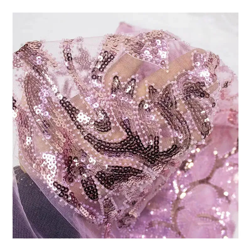 2024 Top Quality pink African Net Laces Beaded Lace Fabric Wedding Bridal Fashion