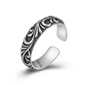 Real Pure 925 Sterling Silver Simple Men's and Women's Ring with Rattan Shape Adjustable Size 7-11 Vintage Jewelry