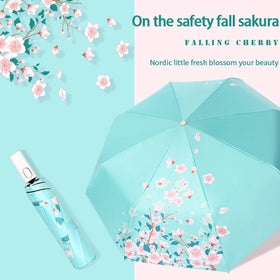 Small Fresh Folding Plastic Umbrella Anti-ultraviolet Three-fold Umbrella Full-automatic Umbrella Female Sunny Rain Umbrel