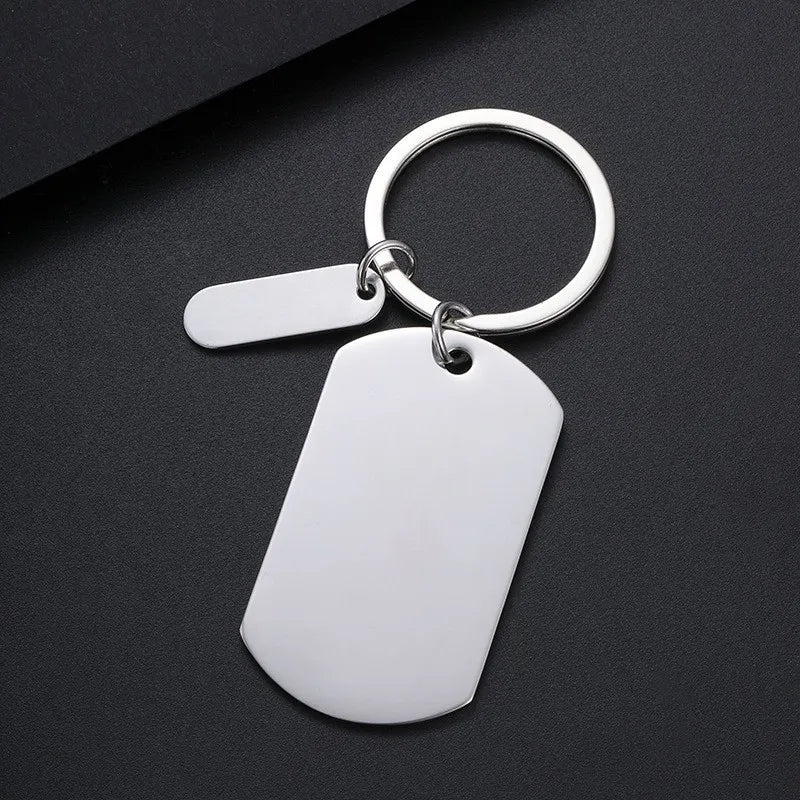 Factory Wholesale Custom Engraved Blank Stainless Steel Dog Tag Keychain Metal Keyring Bulk in Stock for Promotional Gift