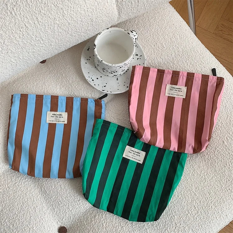 Custom Logo Large Personalized Canvas Striped Fashion Eco-Friendly Luxury Travel Zipper Foldable Large Capacity Portable