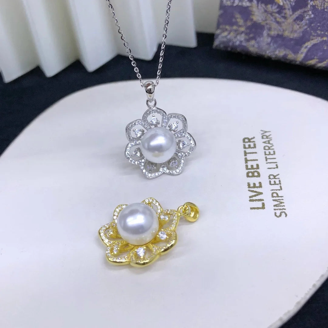 P1529 10-11mm DIY Natural  Freshwater Pearl Charm Pendant Necklace Accessory 925 Sterling Silver Jewelry for Women Without Chain