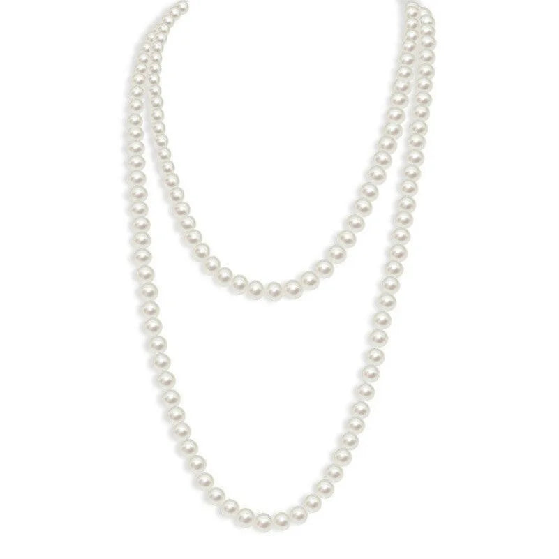 Women's Simple Temperament Multi-Layer Pearl Necklace Trendy Beaded Link Chain Fashion Jewelry for Gift
