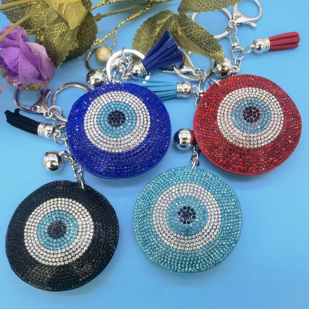 Hot Selling Charm Keychain Rhinestone Evil Eye Crystal Key Holder Bag Charm Keychain