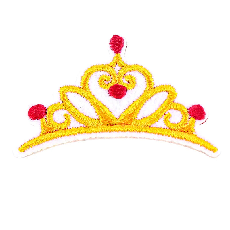 Cartoon Gold Metallic Thread Iron-on Embroidered Small Crown Patches Beads Crown Embroidery Patch for Clothes Main Fabric