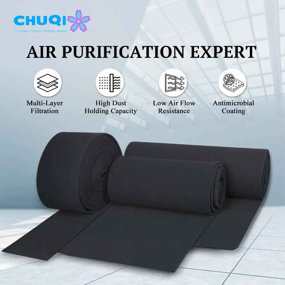 Activated Carbon Filter Black Sponge Filter for VOC Removal Flame Retardant Air Filter Sponge for Industrial Odor Remover