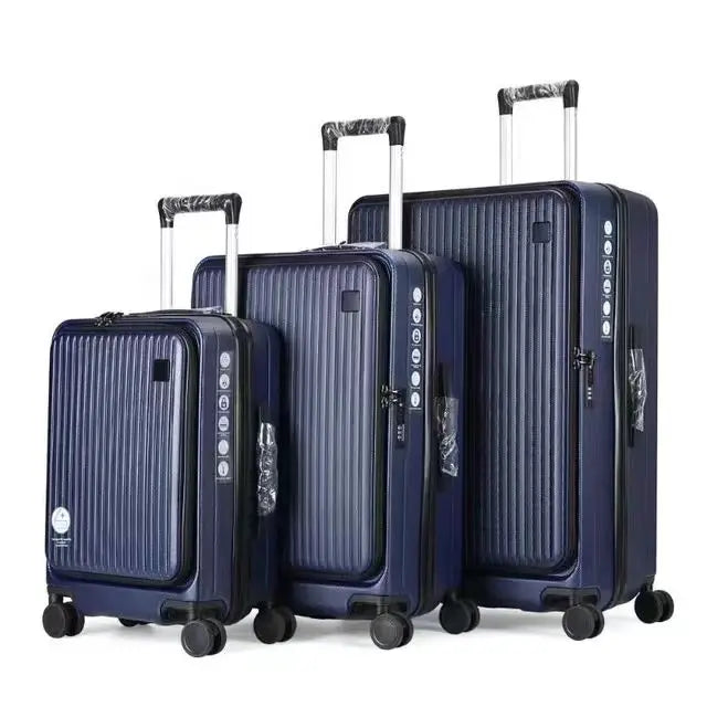 USB Type-C Port Carry-On Luggage Wide Trolley Spinner Caster 4 Wheels Front Pocket Laptop Bag One Size Case TSA Lock One Size
