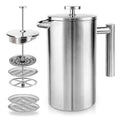 Portable Stainless Steel Double Wall French Press Mug Travel Coffee Maker & Tea Tools MegaBDM