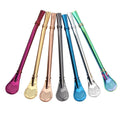 Reusable Stainless Steel Straw Spoon Filter Strainers Metal Stirrers for Yerba Mate Loose Tea Coffee