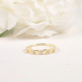 Everyday Wear Solid Gold Triangle Beads Decoration Lab Grown Diamond Ring with Triple Round Diamonds in a Triangular Group