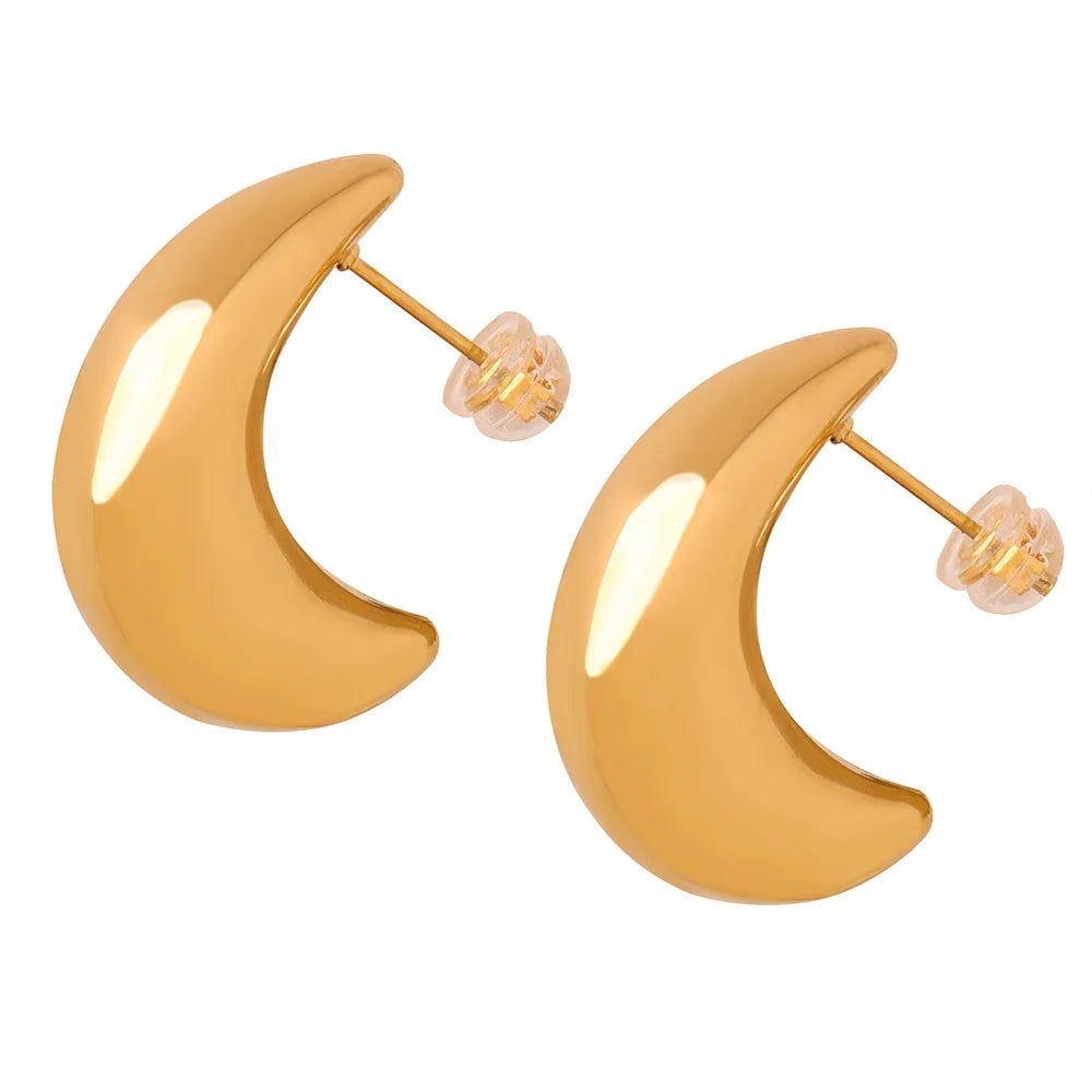 New Trendy 18K PVD Gold Plated Tarnish Free Waterproof Shiny Hollow Teardrop Stainless Steel Earring
