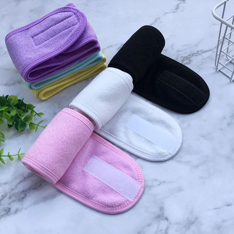 Fanyue Fashion Ins Top Seller Elastic Headband with velcro Custom logo velcro Headband Spa Facial Headband