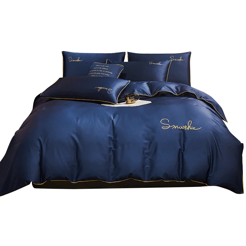 2021 Bed Sheets Cotton Grey Duvet Cover 4 Piece Set Quilt