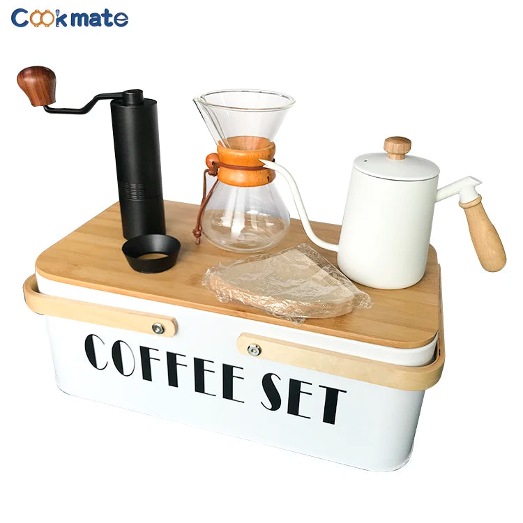 Best Selling Pour Over Drip Coffee Accessories Kit Portable Stainless Steel Filter Coffee Sever Travel Bag