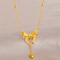 Hot Selling No Fade Trendy Stainless Steel 18k Gold Plated Design Fashion Jewelry Heart Necklace Tassel Bow Bowknot Necklace