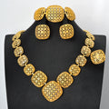 Fashion Luxury European Brazilian Cubic Zirconia Bracelet Earring Necklace 14k Gold Plated Bridal Jewelry Sets