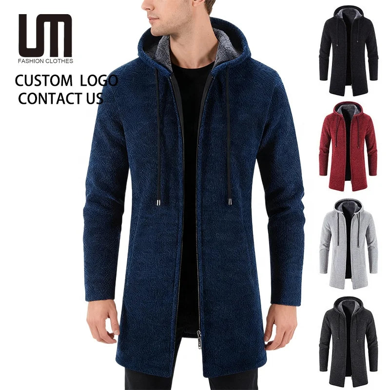 Liu Ming New Style Winter Men Clothing Cardigan Hooded Knitted Casual Jacket Coat Plus Size Sweaters