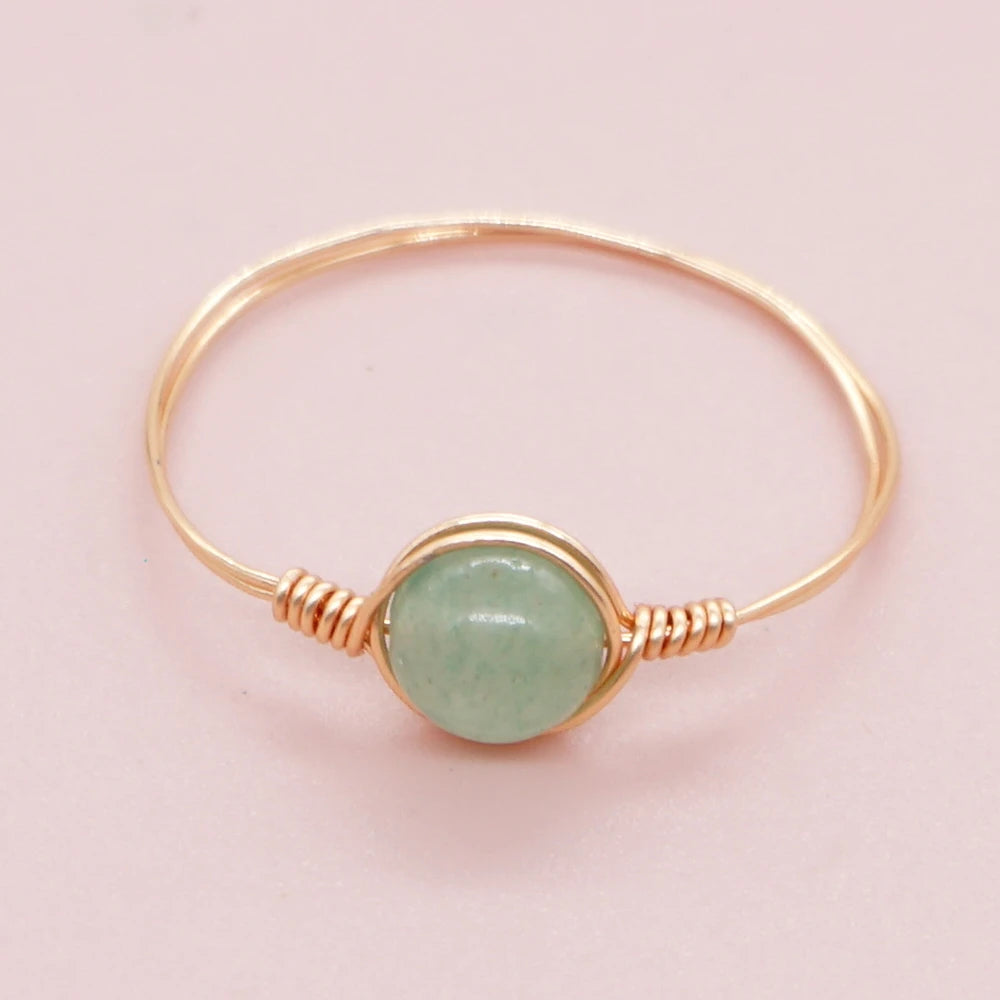 Green Ball Crystal Jewelry Stainless Steel Simple Accessory Ring for Women Girl Handmade Gift Party Fashion Rings Accessories