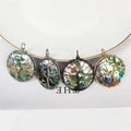 Wholesale Price Handmade Wire Wrapping Nature Shell Tree of Life Round Pendant Abalone Paua Shells Oval Charm for Boho Jewelry