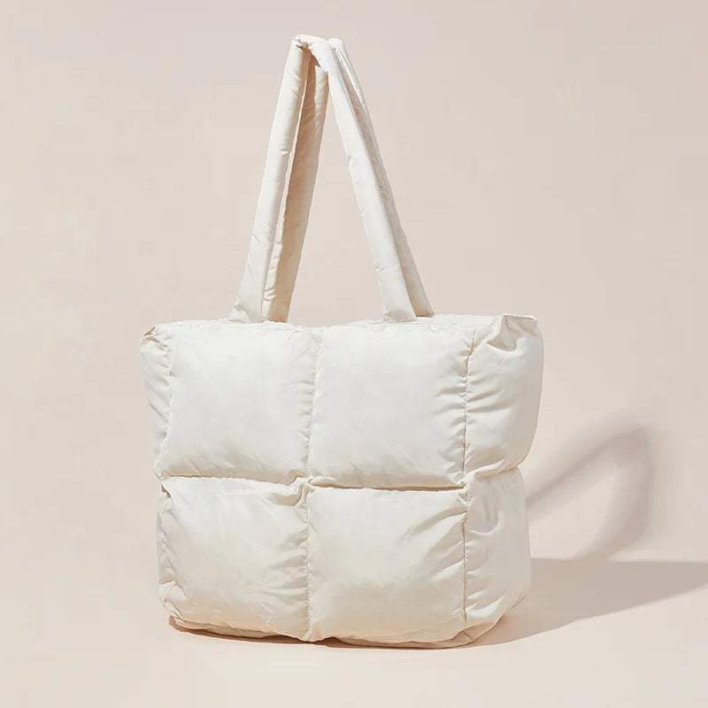 Custom Winter Women's Tote Bag Lightweight Nylon Shopping Bag Reusable and Portable Shoulder Bag