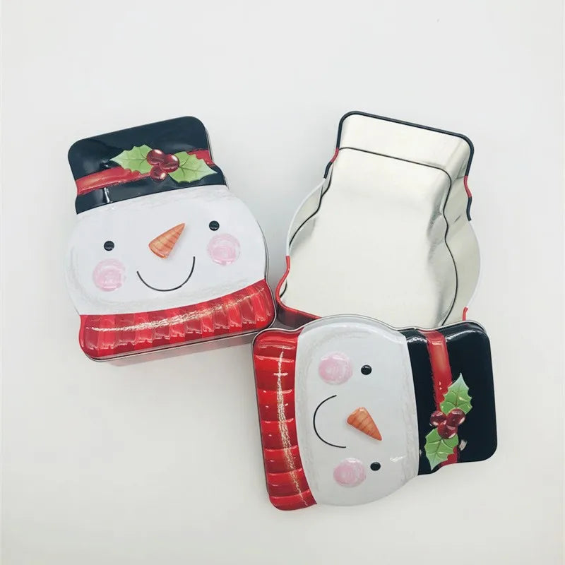 Luxury Food Grade Snowman Shaped Metal Tin Box Cookie Biscuit Gift Metal Tin Packaging for Christmas Gift