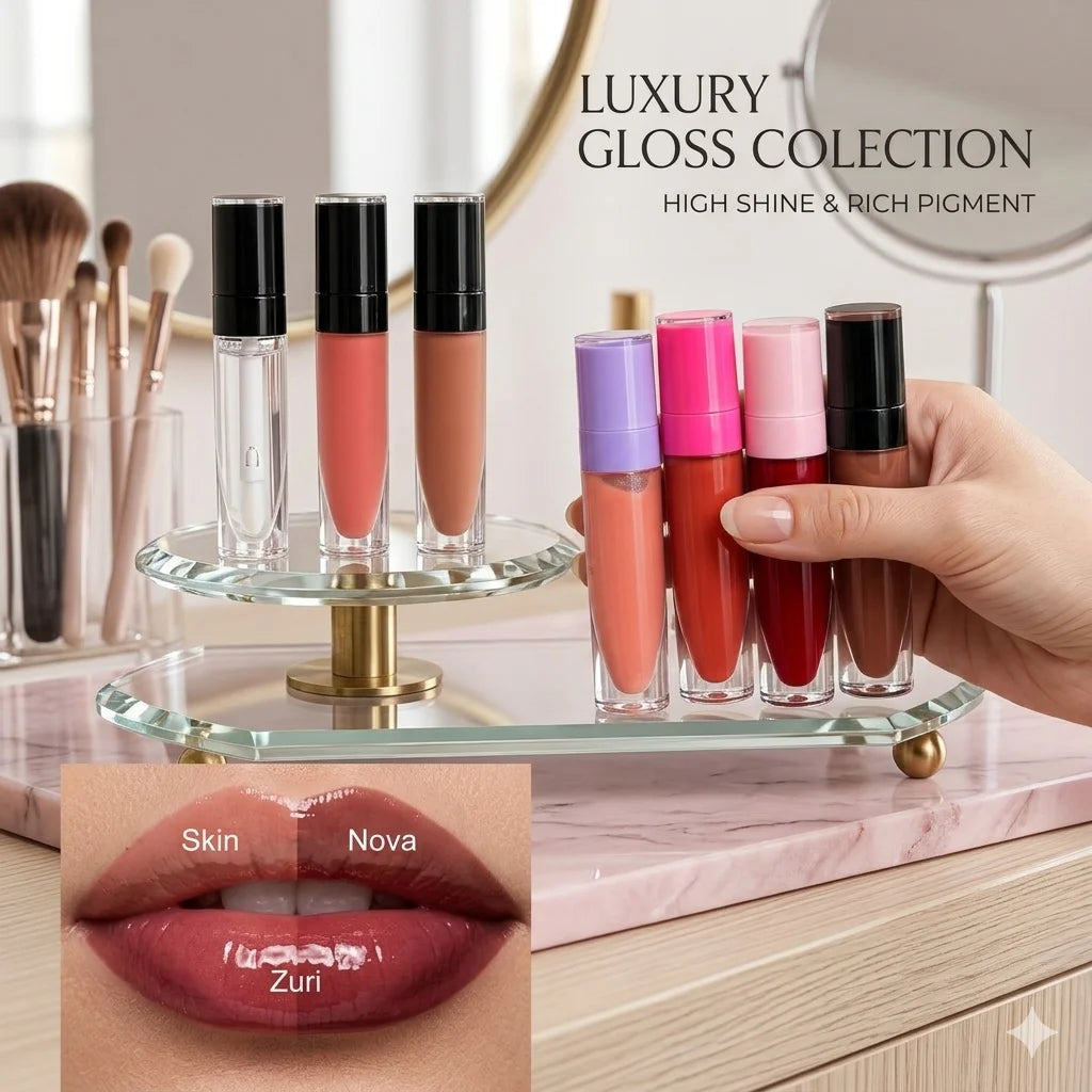 Custom Makeup Nude Vegan Mineral Liquid Lip Gloss High Pigment Waterproof Long-lasting Sunscreen Private Label