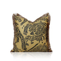 TIFFHOME Organic Tiger Embroidered Yellow Pillow Cases With Tassels Square Wholesale Cushion Covers for Bedroom Living Room