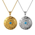 Vintage Ancient Evil Eye of Horus Pendant Stainless Steel 18K Gold Plated Lucky Protection Egyptian Medal Necklace Gifts