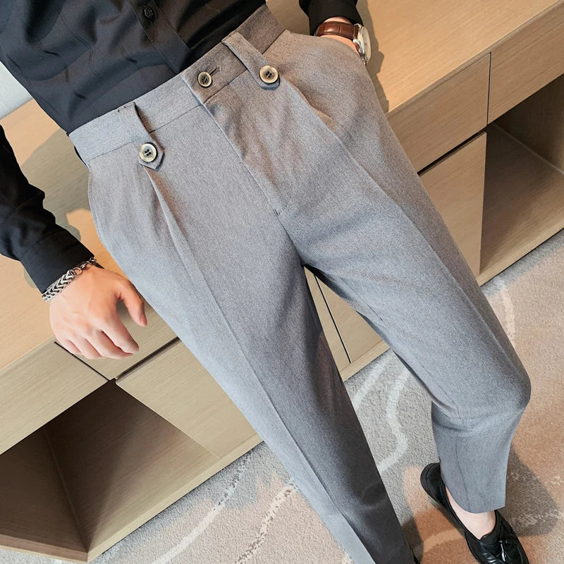 Business Draping Western Pants Men's Summer Free Ironing High Waist Straight Pants