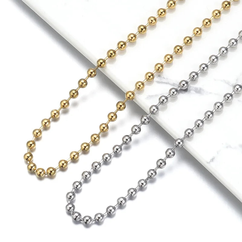 1.2mm 1.5mm 2mm 2.4mm 3mm 4mm Custom Wholesale 304 Stainless Steel Jewelry Ball Chain Bead Necklace with Different Size
