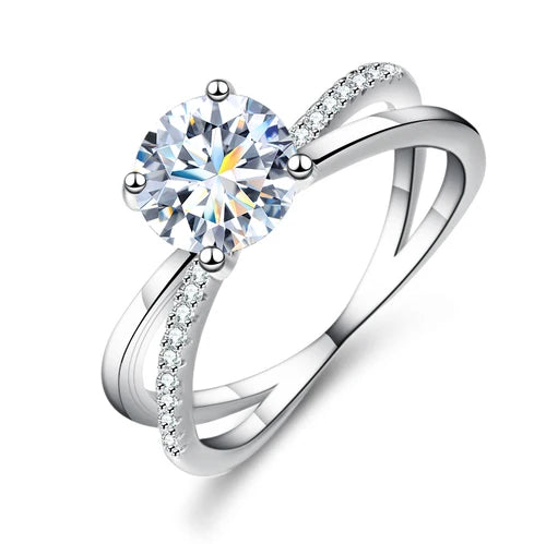 Newsoul Certificate Diamond Moissanite Ring  1CT Round Shape Gemstone for Women Wedding 925 Sterling Silver Fashion Fine Jewelry