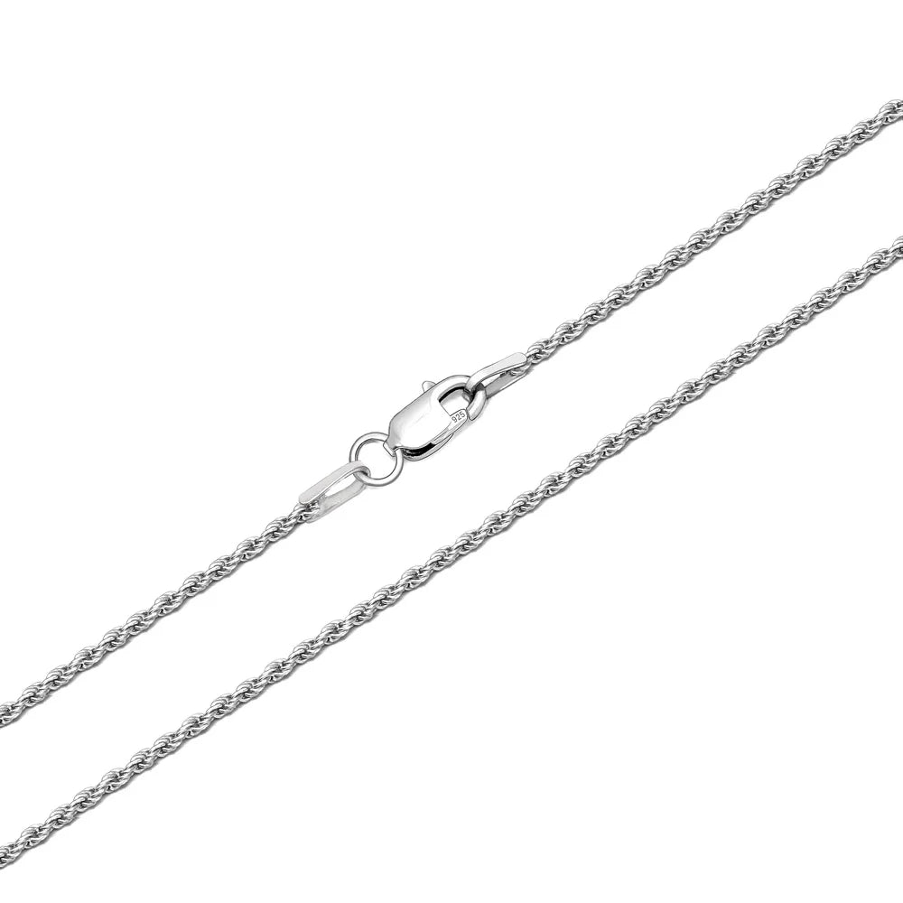 Wholesale Sparkle 1.2mm Twist Rhodium Plated 925 Silver Diamond Cut Rope Chain for Necklace Choker Bracelet