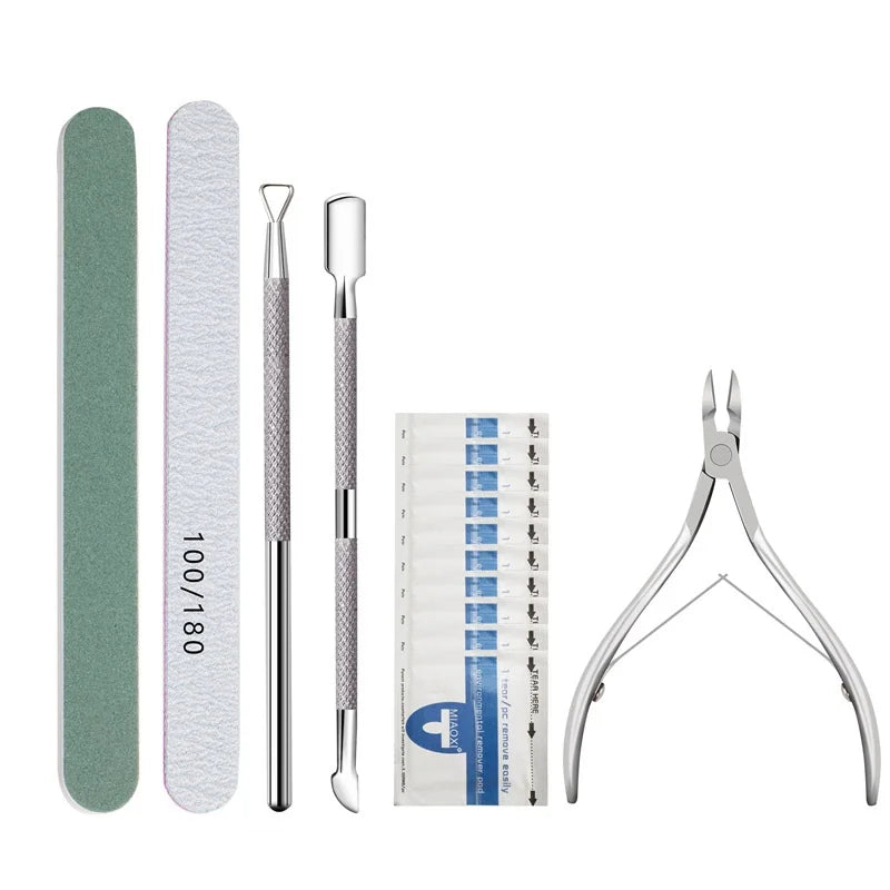 Tamax NAK013 Nail Clipper Set with Buffer Files Stainless Nails Pusher and Deadskin Cuticle Remove Cutter Manicure Tool